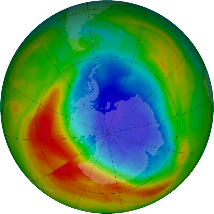 Antarctic ozone map for 12 October 1983
